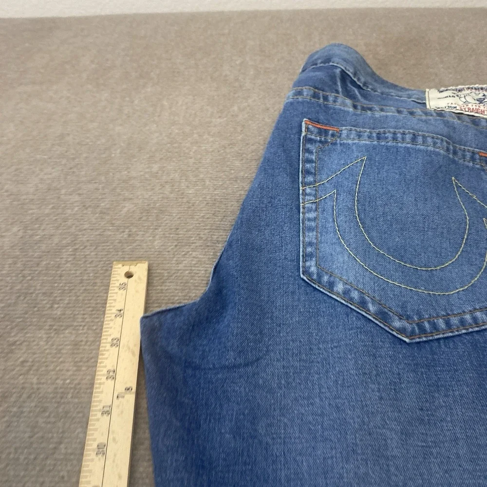 True Religion Straight Jeans Mens Size 44x34 Baggy Wide Leg Y2K‎ Blue Denim